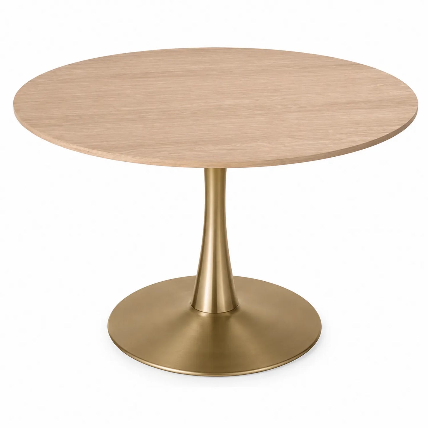 Runder Tisch aus Eichefurnier mit Metallgestell, Durchmesser 120 cm