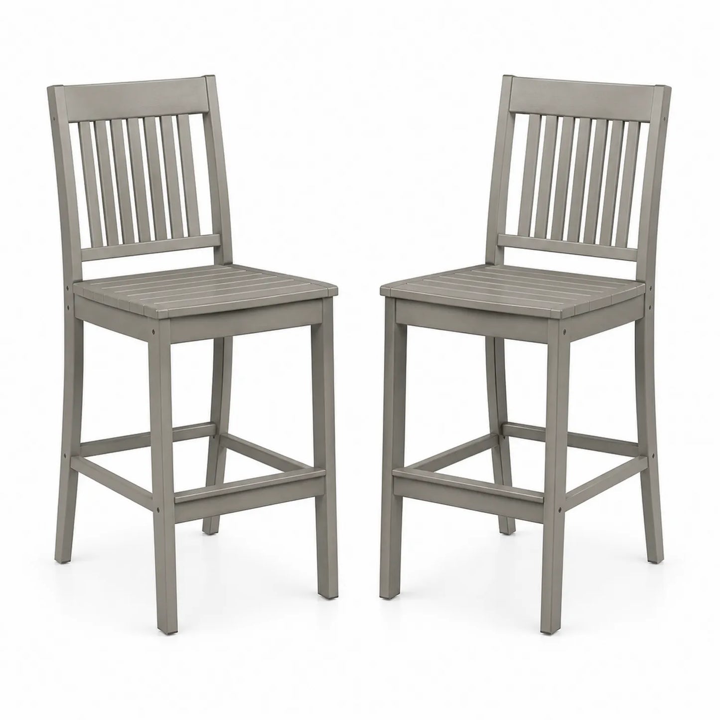 2er-Set Barhocker aus Eukalyptusholz Grau