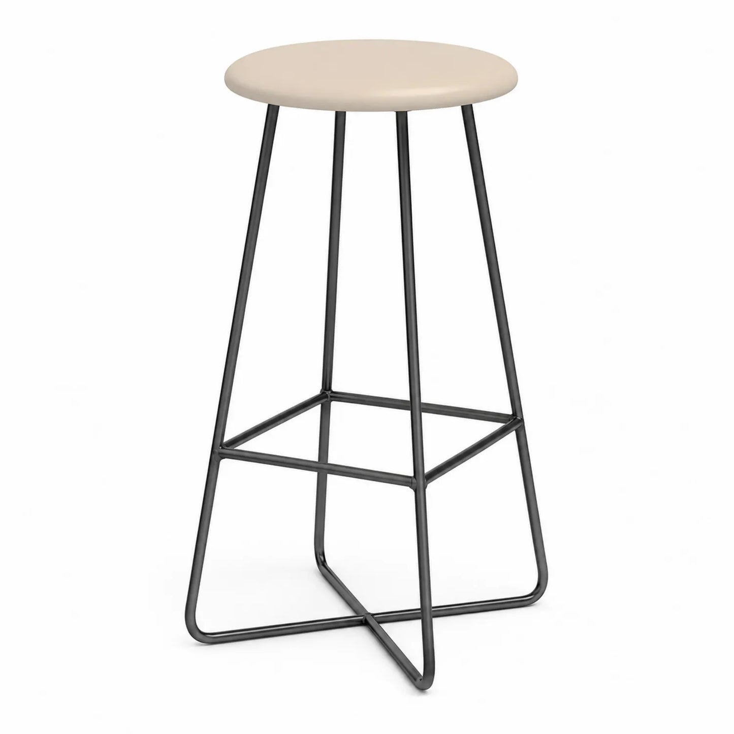 Barhocker aus Metall mit Sitz aus Kunstleder Beige 75 cm