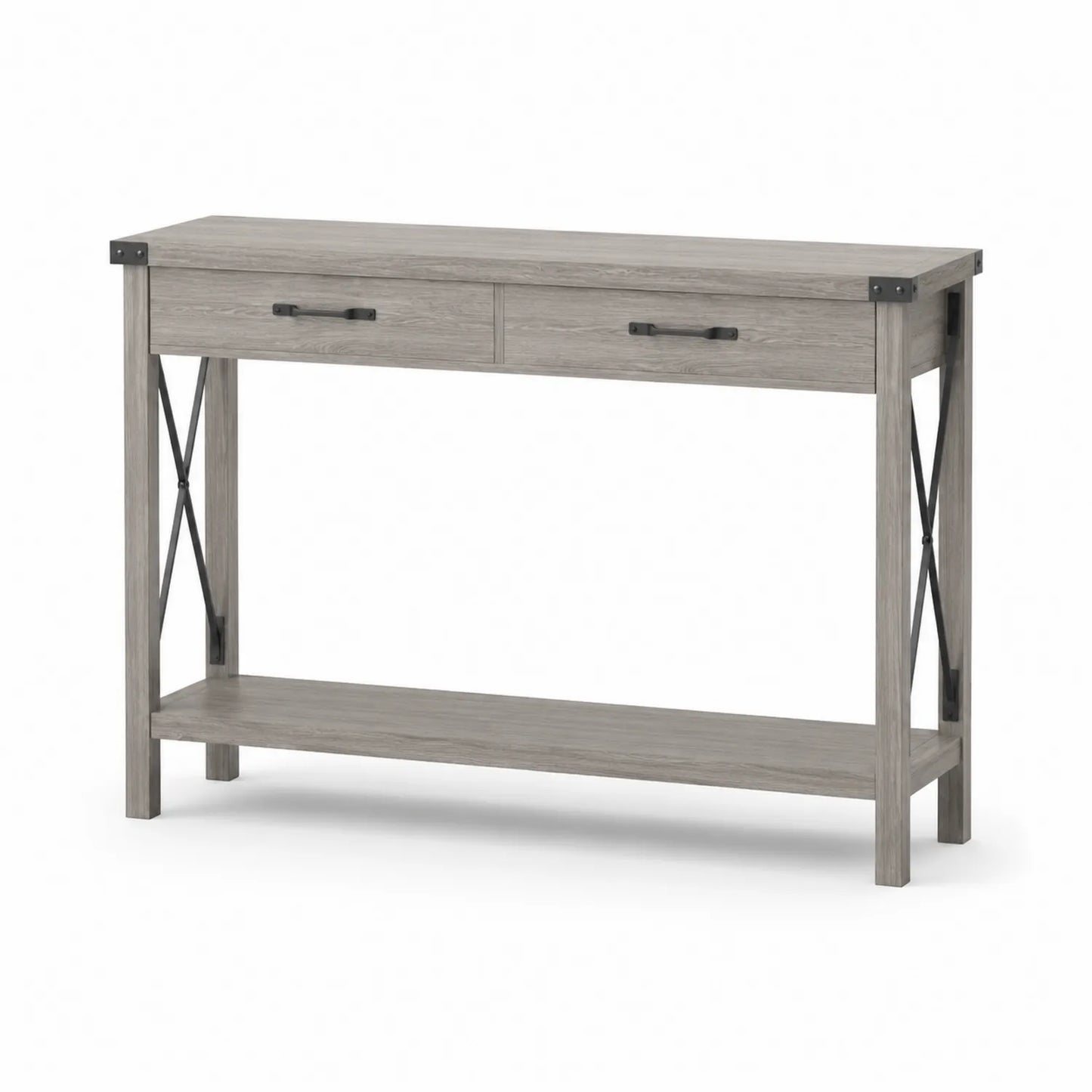 Konsolentisch Grau Holz und Metall 114cm