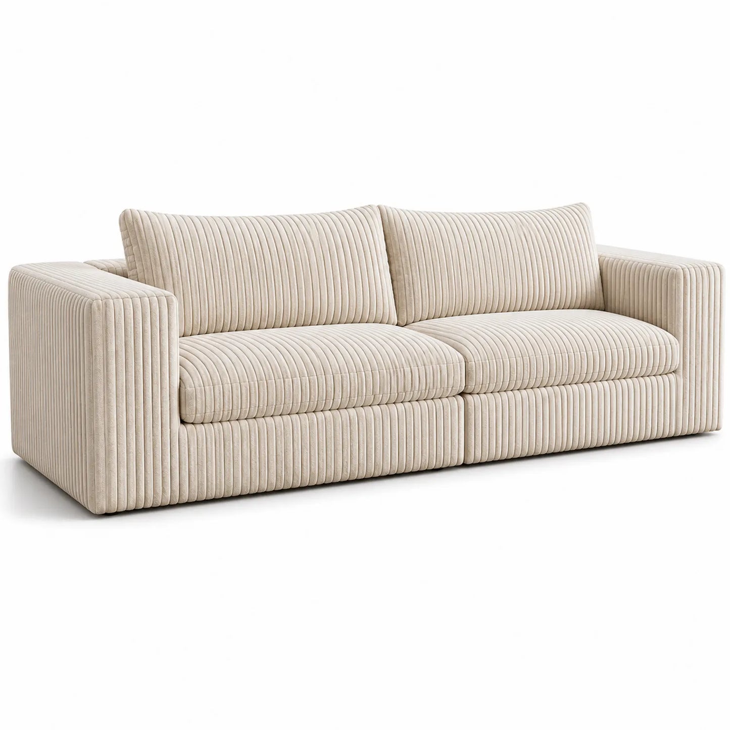 Beiges Kordstoff Sofa mit Massivholzrahmen 3-Sitzer