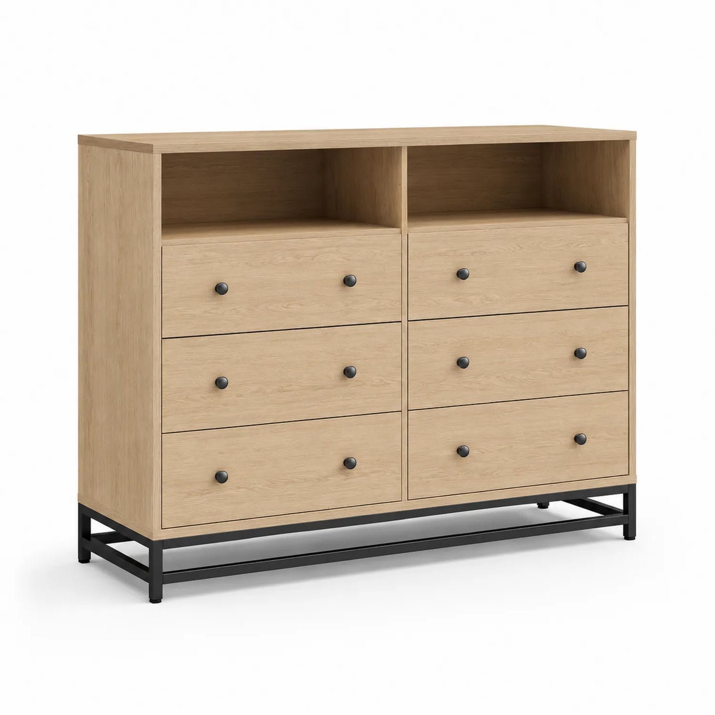 Kommode mit 6 Schubladen aus Holzfurnier und Metall 120x40x80 cm