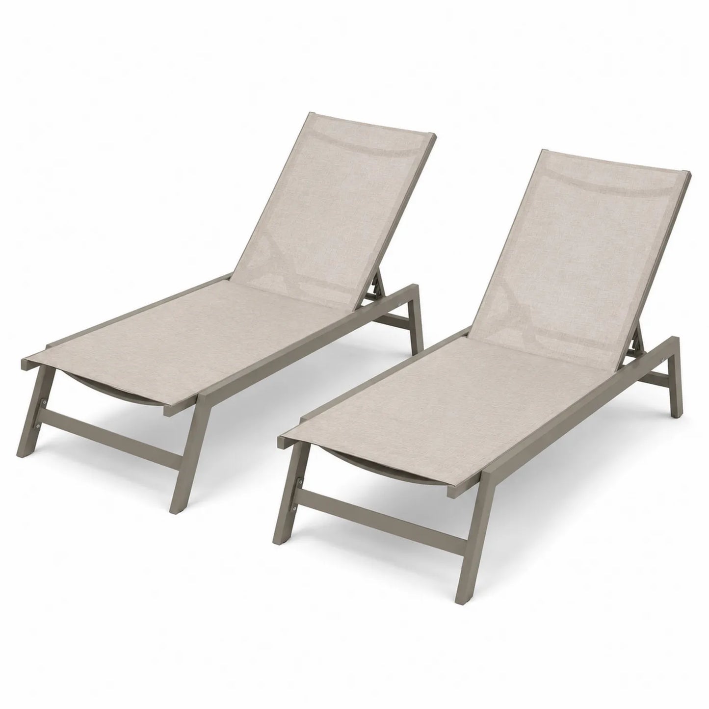 2er Set Aluminium Sonnenliegen Beige