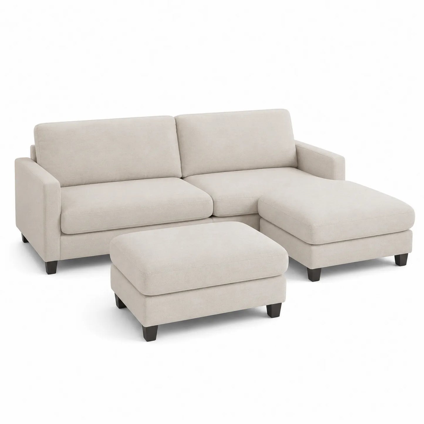 Ecksofa-Set mit Ottomane Beige Stoff