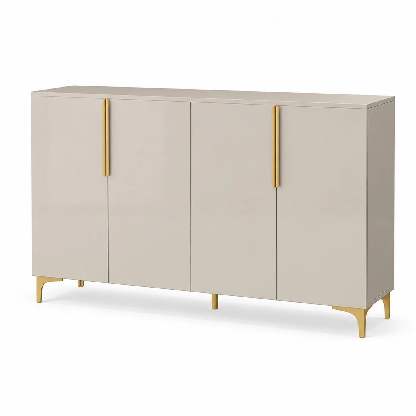 Sideboard mit 4 Türen aus MDF und Edelstahl Beige/Gold