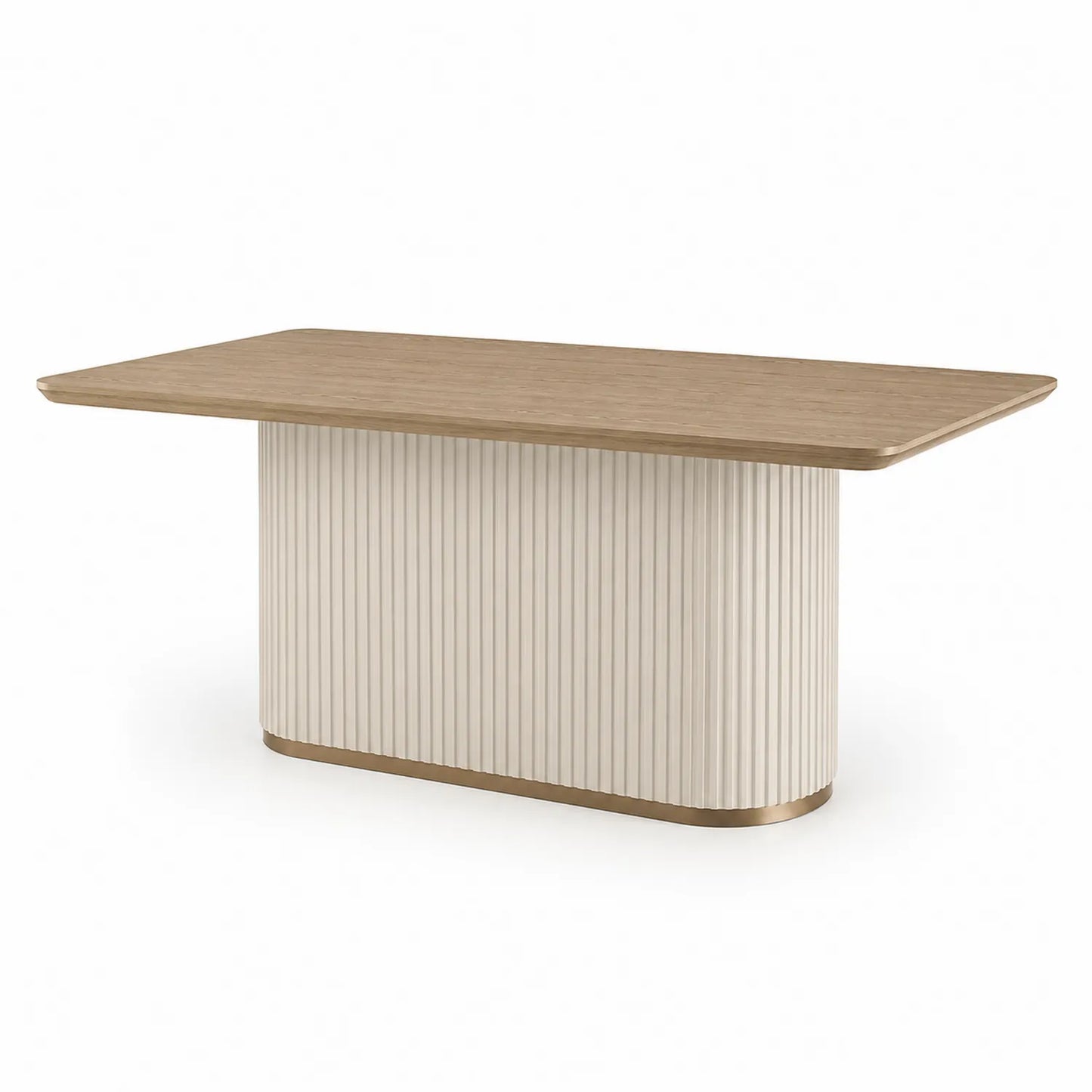 Rechteckiger Esstisch MDF Holzfurnier und Stahl Beige 180x90x75cm