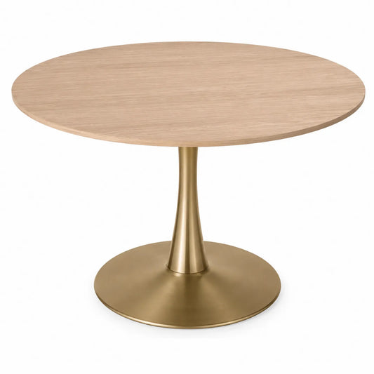 Runder Tisch aus Eichefurnier mit Metallgestell, Durchmesser 120 cm