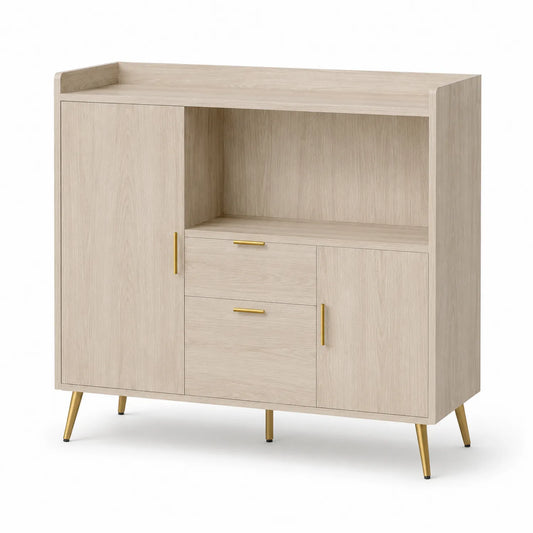 Sideboard MDF mit Schubladen und Türen Beige 120x100x40cm