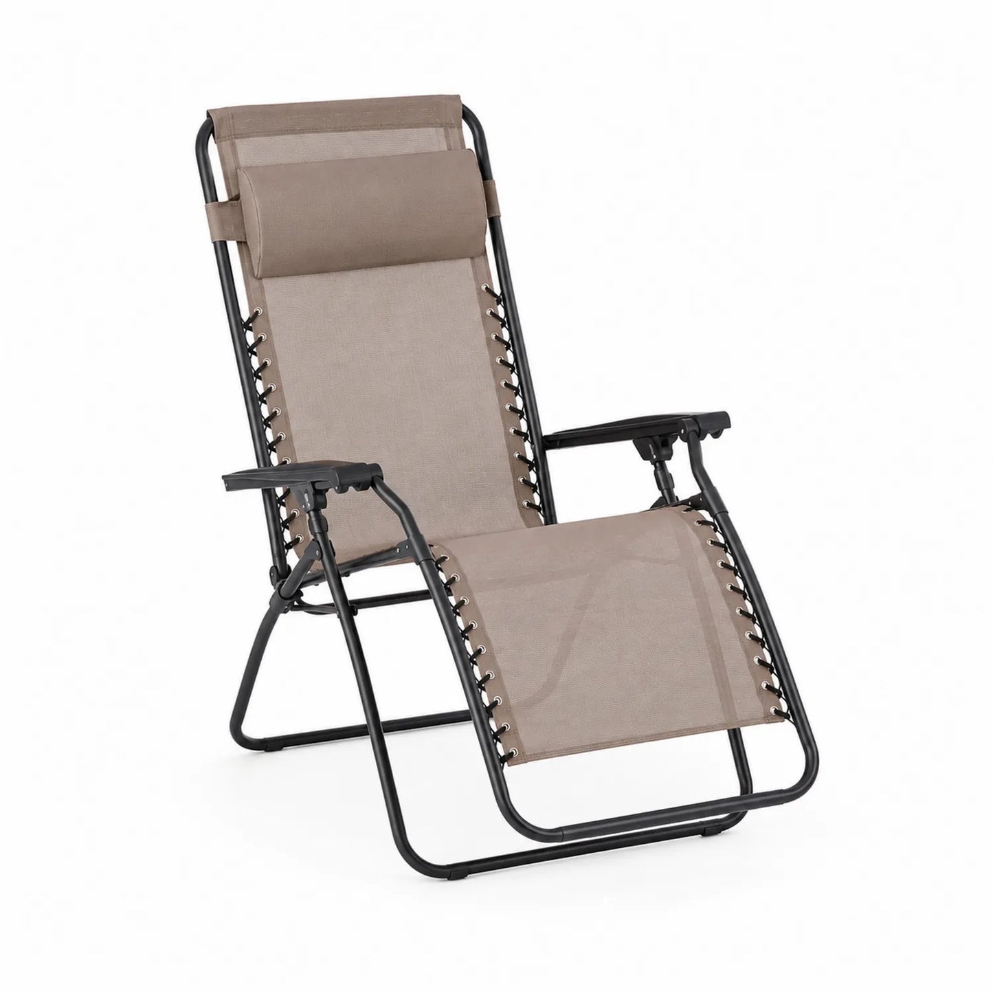 Gartenliegestuhl Klappbar Textilene Stahl Beige