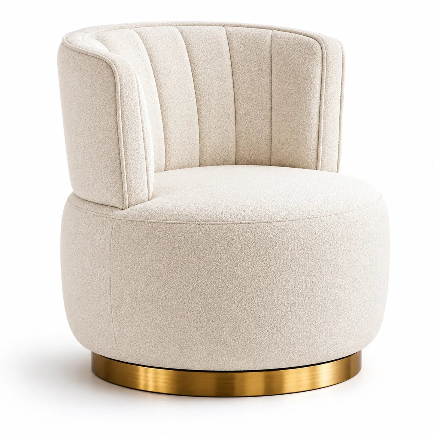 Runder Sessel Polyester Beige mit Gold Basis