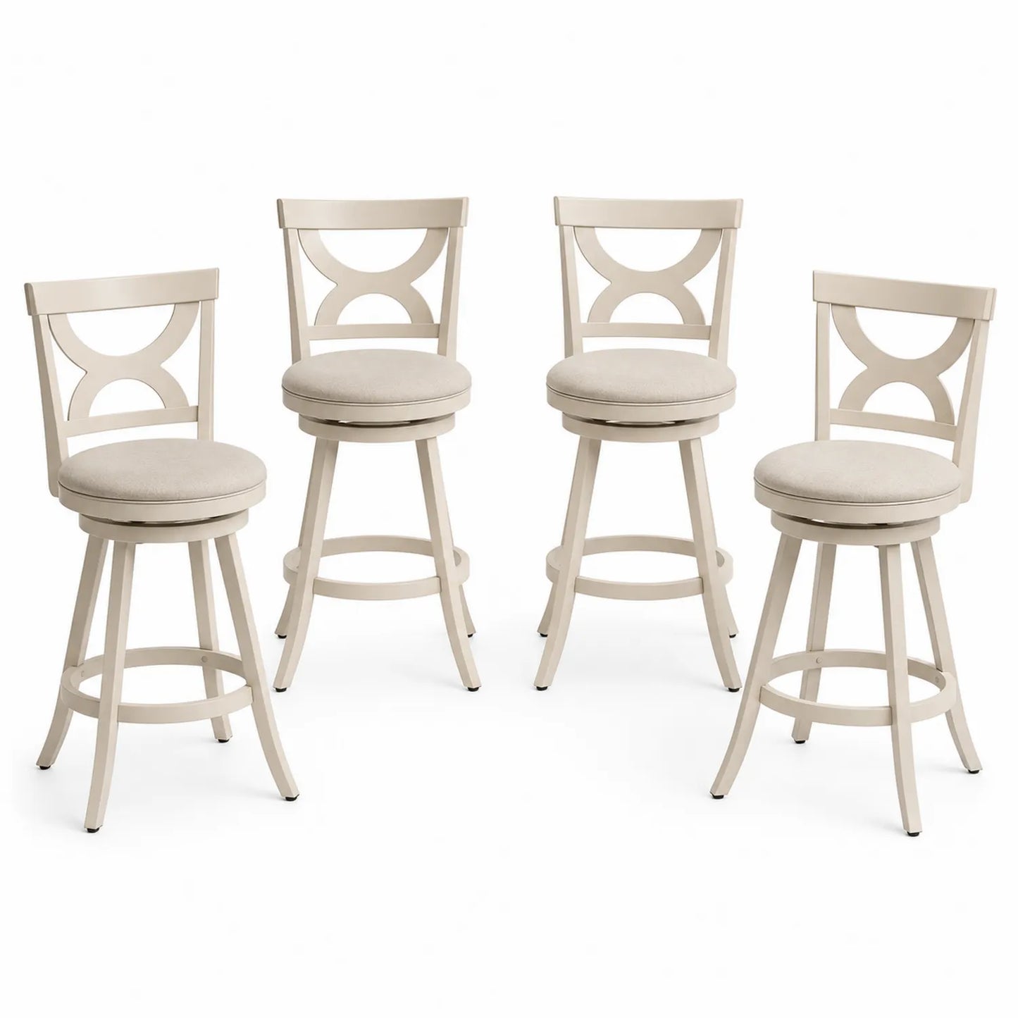 4er-Set Barhocker mit Lehne Creme Metallgestell