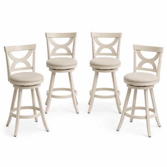 4er-Set Barhocker mit Lehne Creme Metallgestell