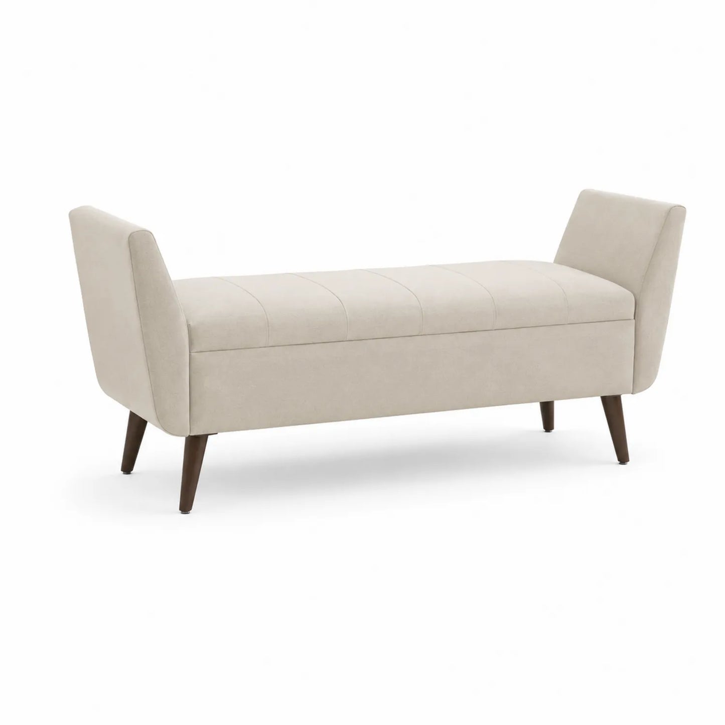 Polsterbank Beige Massivholz Polyester