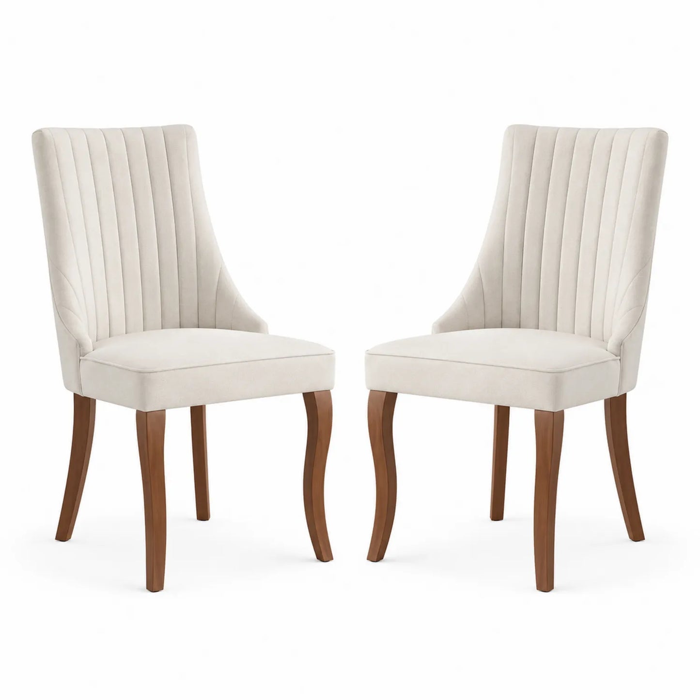 Esszimmerstuhl-Set Beige Holzbeine Samt