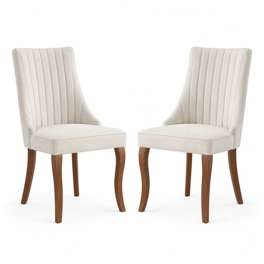 Esszimmerstuhl-Set Beige Holzbeine Samt