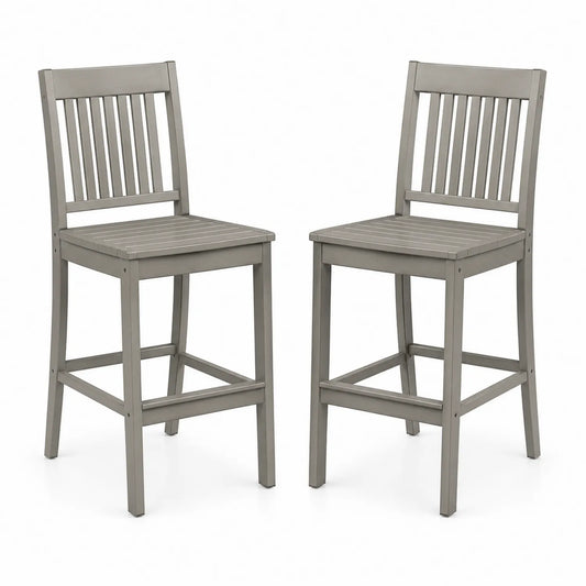 2er-Set Barhocker aus Eukalyptusholz Grau