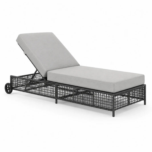 Verstellbare Gartenliege aus Aluminium und Polyrattan in Grau