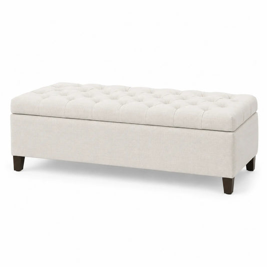 Polsterbank mit Stauraum Leinen Beige 120cm