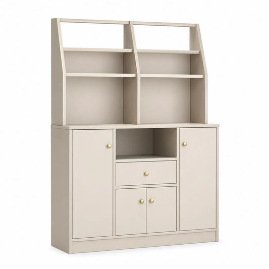 Beige MDF Sideboard mit Regalen