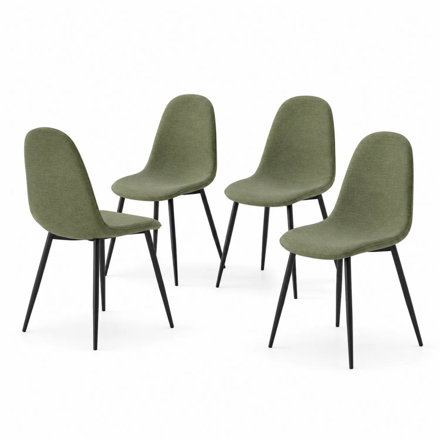 4er Set Esszimmerstühle Polyester Grün Metallbeine