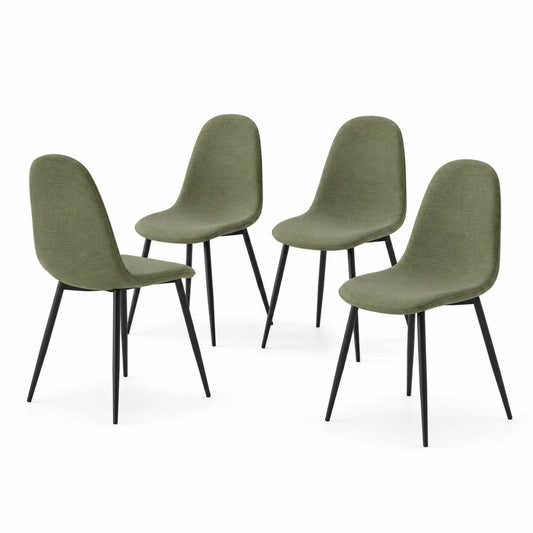 4er Set Esszimmerstühle Polyester Grün Metallbeine