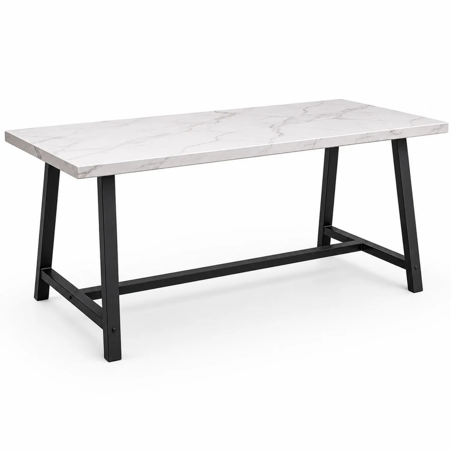 Esstisch Rechteckig MDF Marmoroptik Metallgestell 160x90x75 cm