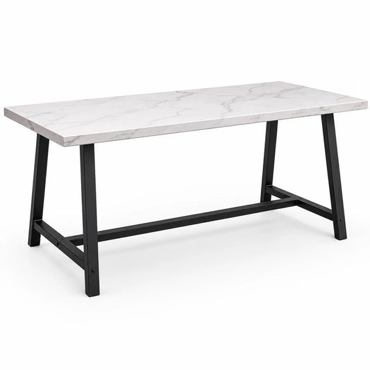 Esstisch Rechteckig MDF Marmoroptik Metallgestell 160x90x75 cm