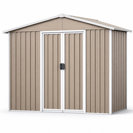 Metall Geräteschuppen aus Verzinktem Stahl 213cm x 191cm Beige