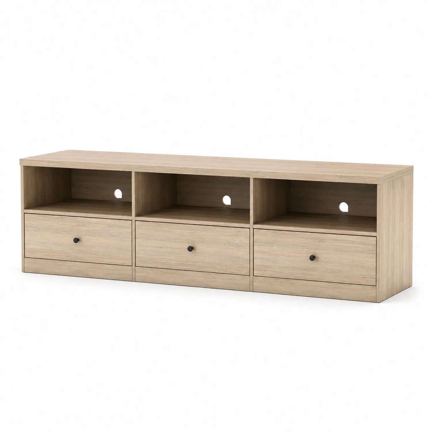 TV-Schrank aus Spanplatte mit 3 Schubladen und 3 Fächern, 150x40x45cm