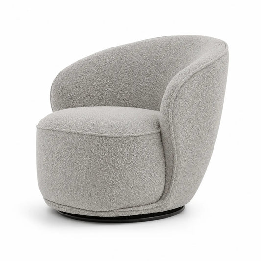 Drehbarer Sessel Bouclé Stoff Grau 75 cm