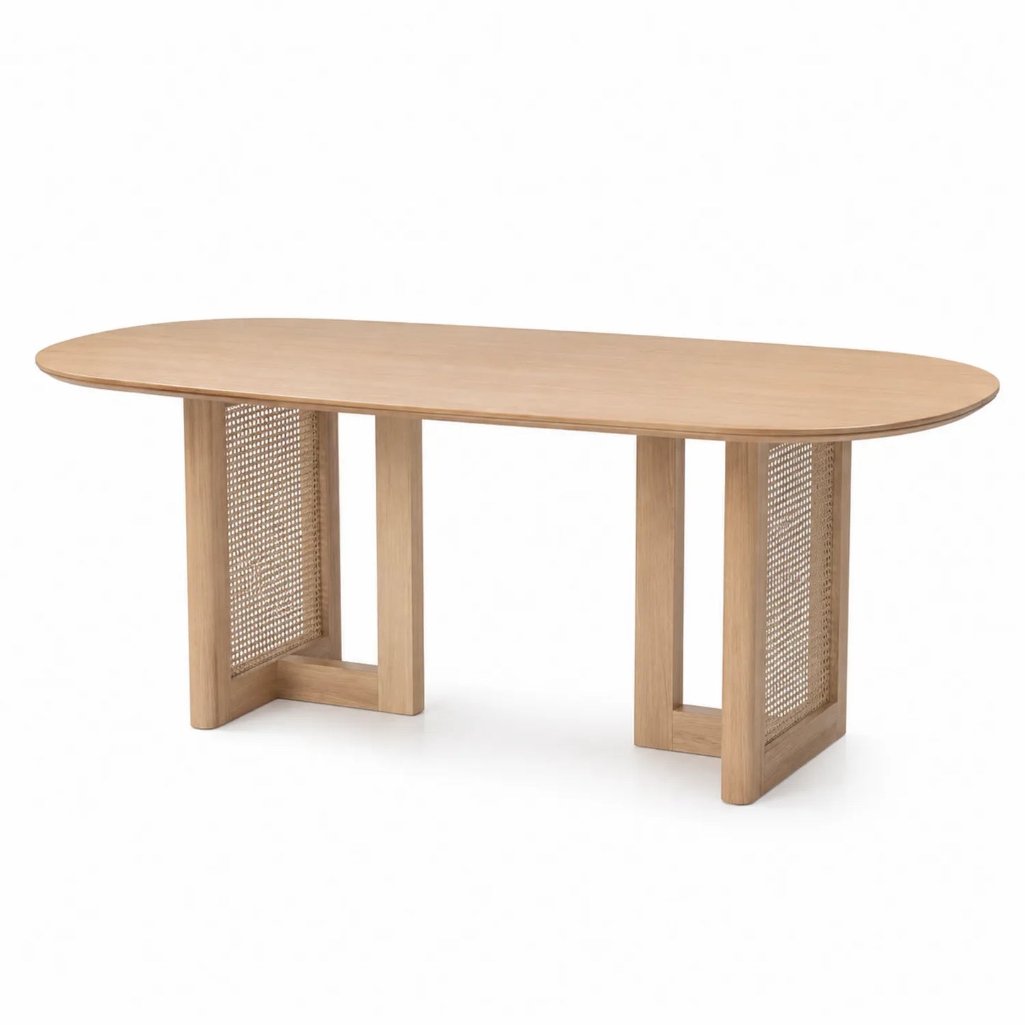 Ovaler Esstisch aus Holz mit Rattan 200 cm