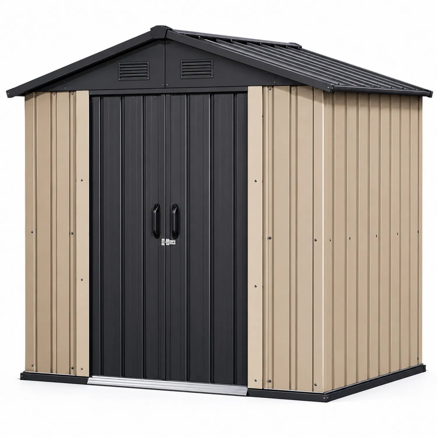 Metall Geräteschuppen Beige/Schwarz 213x130x173 cm