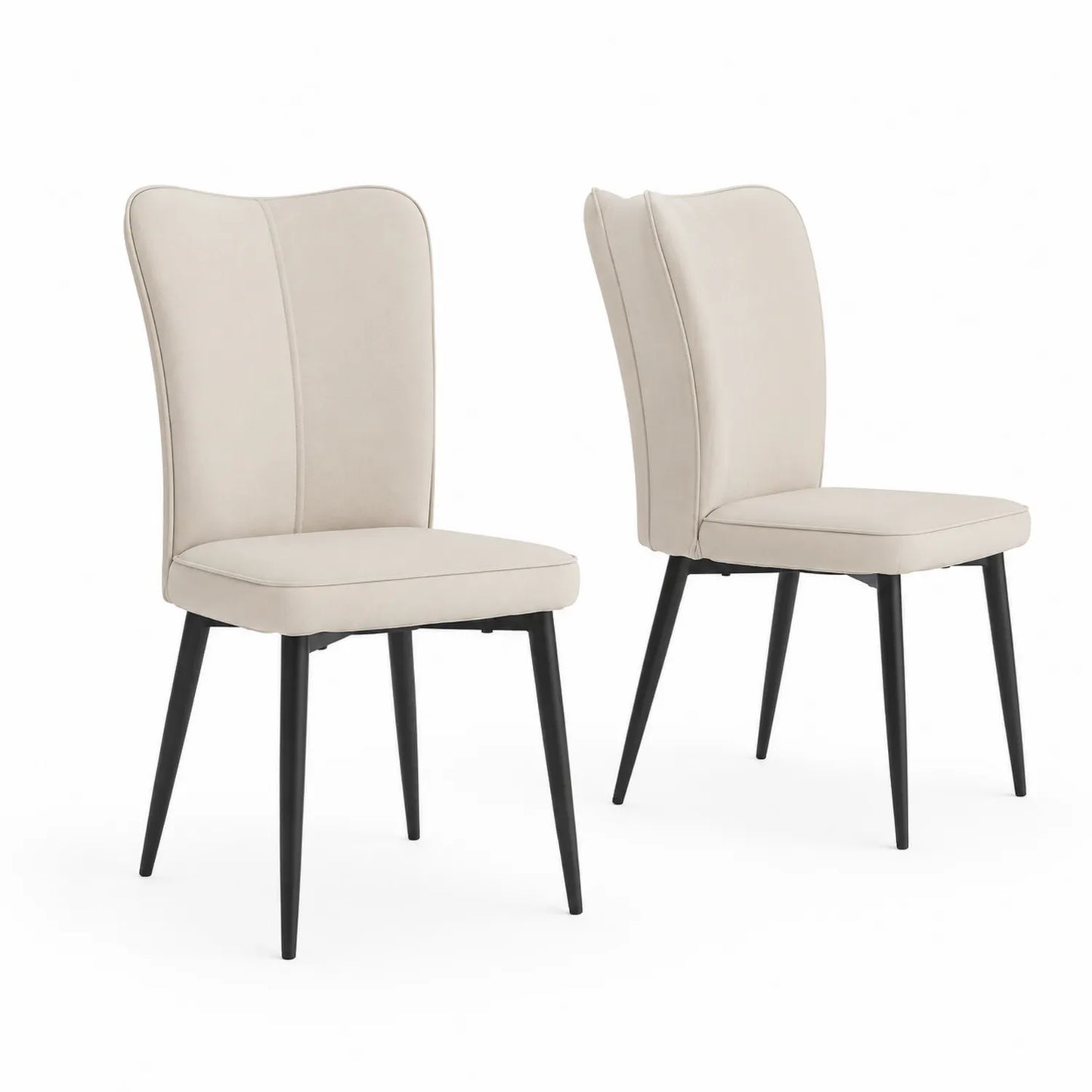 2er-Set Esszimmerstuhl Lederimitat mit Metallbeinen, Beige