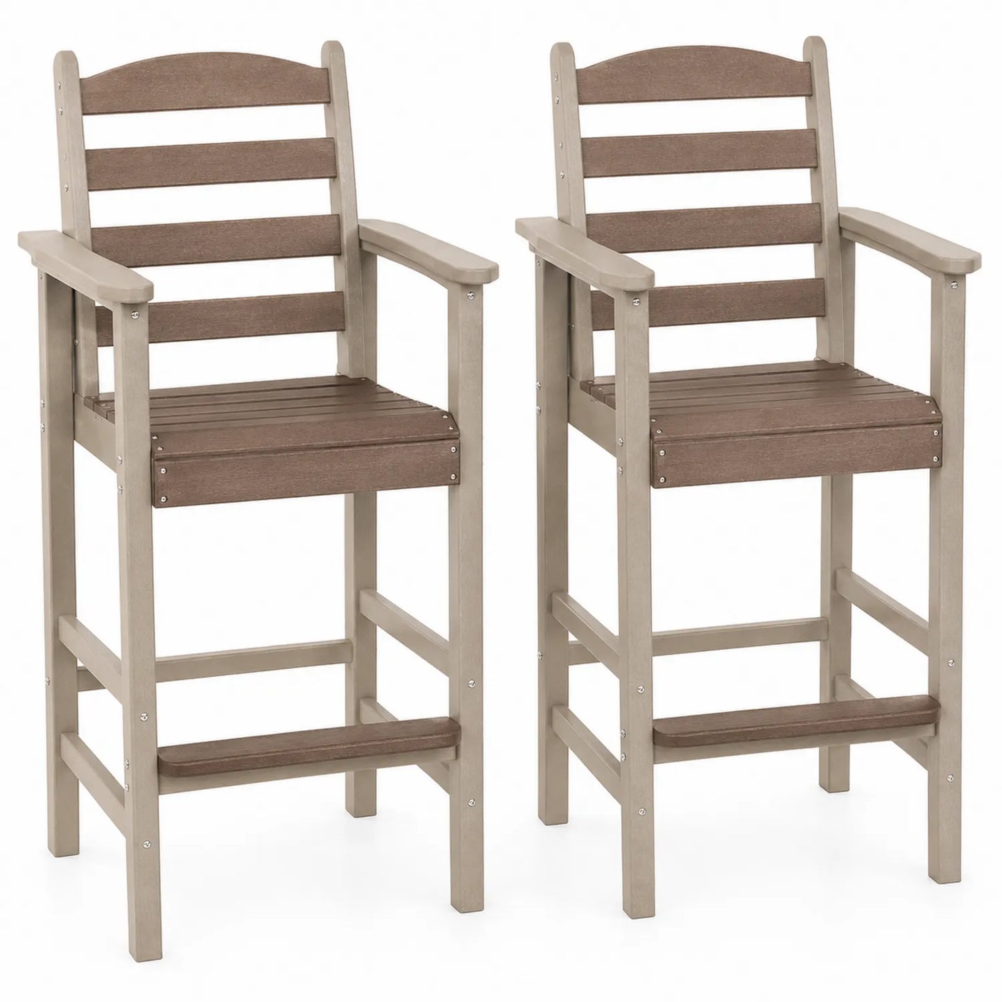Hochstühle Set aus Polywood Braun/Beige 110cm