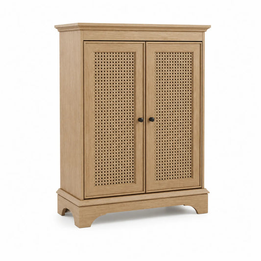 Sideboard Eichenholz Natur 2-türig mit Rattangeflecht