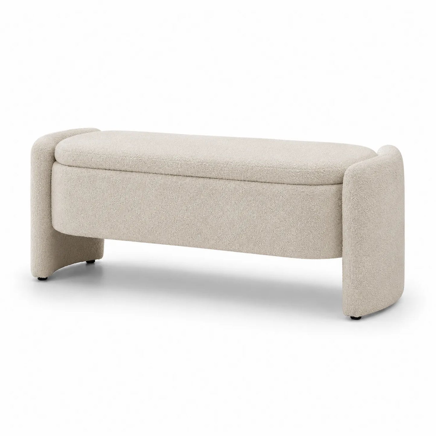 Sitzbank mit Stauraum Bouclé Beige 120cm