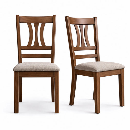 Holz Esszimmerstuhl Set mit Polyestergewebe, 2er Set